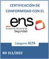 Certificate of compliance with the Spanish National Security Framework, high category, Royal Decree 311/2022